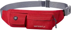WATERFLY Fanny Pack for Women Men Water Resistant Small Waist Pouch Slim Belt Bag with 4 Pockets for Running Travelling Hiking Walking Lightweight Crossbody Chest Bag Fit All Phones