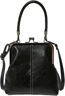 Women's Kiss Lock Crossbody Bag PU Leather Kiss Clasp Purse Crossbody Shoulder Bags Hobo Tote Purses Wallet Handbags
