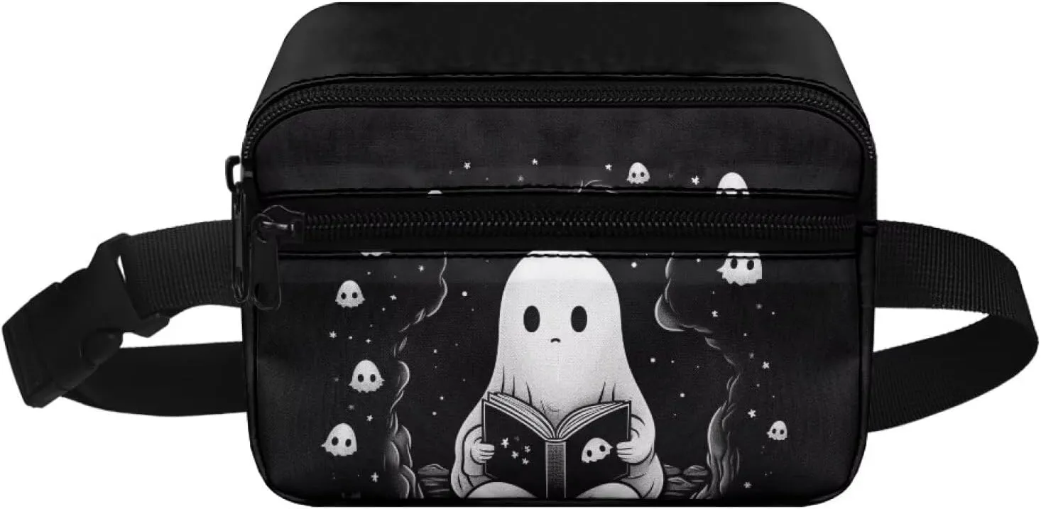 Xpyiqun Halloween Ghost Fanny Pack for Girls Small Crossbody Bags Cute Kids Casual Sport Mini Waist Bag Teen Girls Sling Chest Bag Adjustable Shoulder Strap Belt Bag for Running Workout